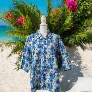 BRECKENRIDGE WOMAN TROPICAL FLORAL PRINT TOP 2X NWOT